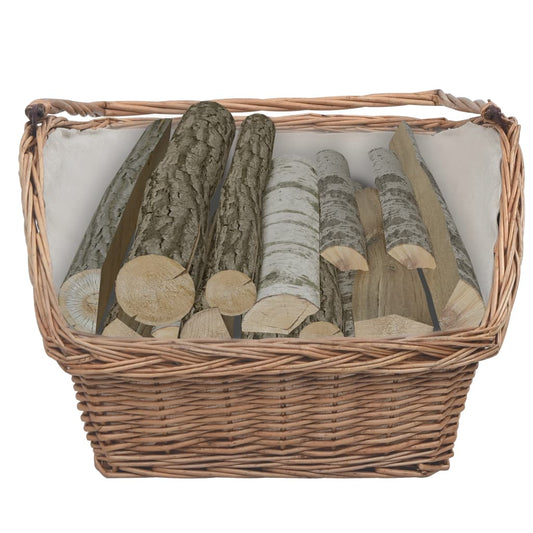 Cesta Legna da Ardere con Manico 61-5x46-5x58cm Marrone Salice