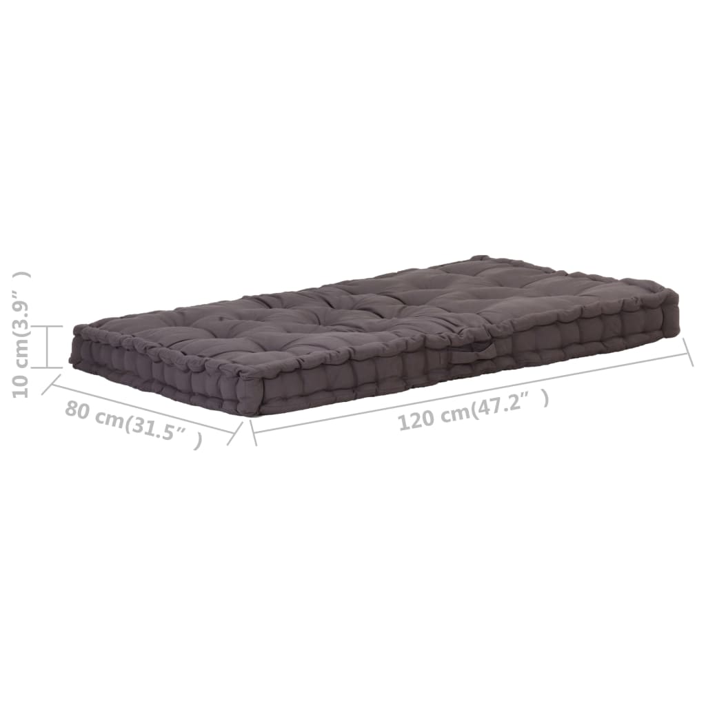 vidaXL Cuscino per Pallet e Pavimento in Cotone 120x80x10 cm Antracite