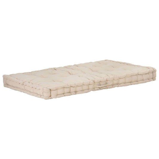 vidaXL Cuscino per Pallet e Pavimento in Cotone 120x80x10 cm Beige