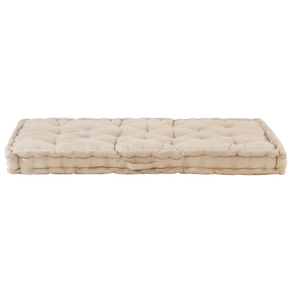 vidaXL Cuscino per Pallet e Pavimento in Cotone 120x80x10 cm Beige