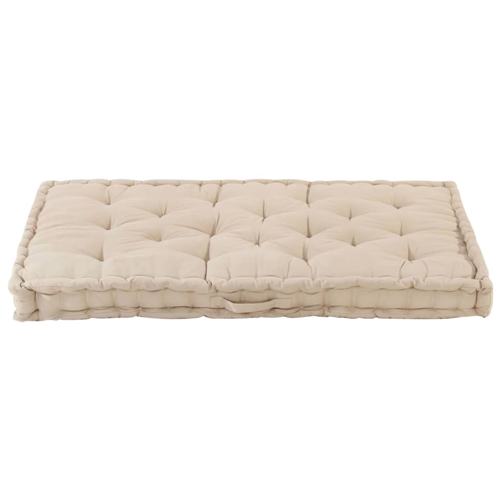 vidaXL Cuscino per Pallet e Pavimento in Cotone 120x80x10 cm Beige