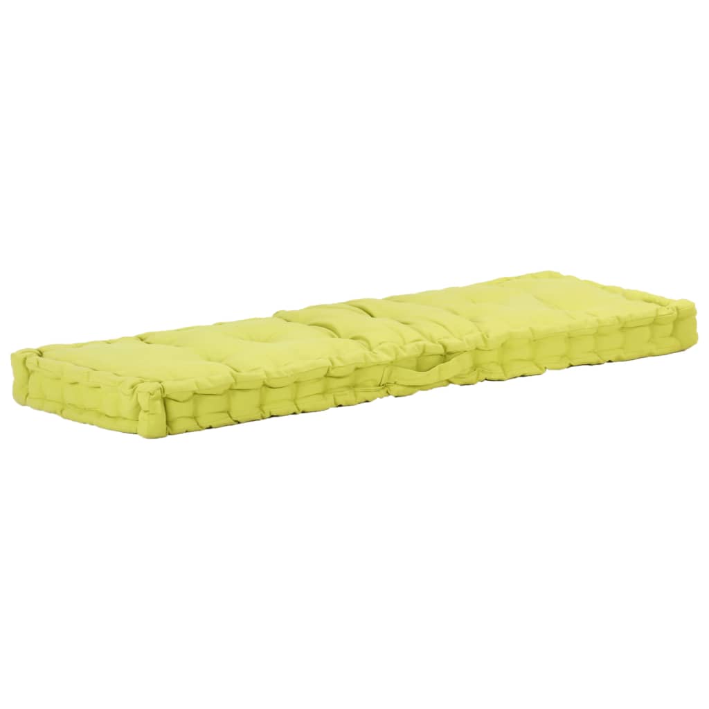 vidaXL Cuscino per Pallet e Pavimento in Cotone 120x40x7 cm Verde