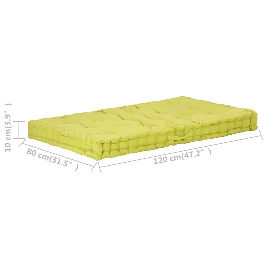 vidaXL Cuscino per Pallet e Pavimento in Cotone 120x80x10 cm Verde