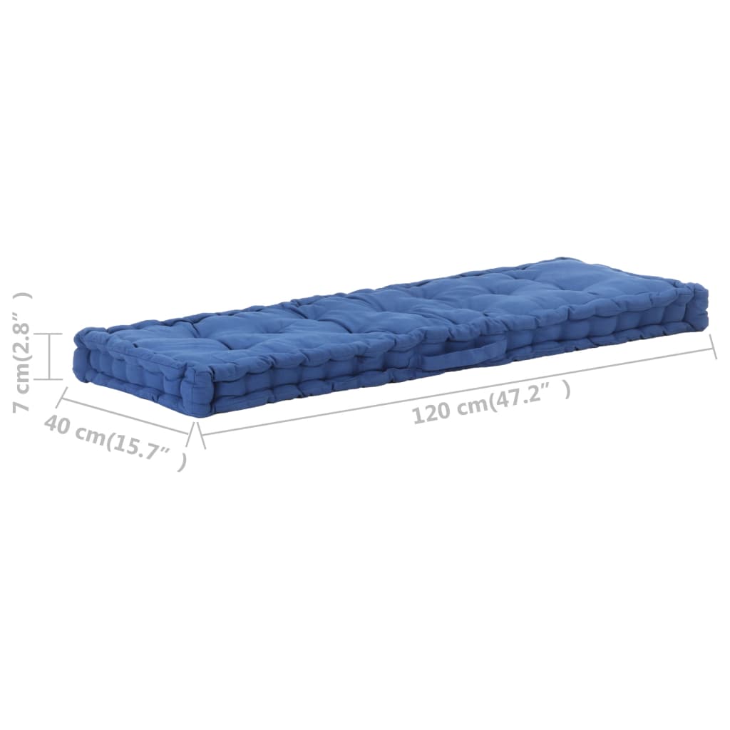 vidaXL Cuscino per Pallet e Pavimento in Cotone 120x40x7 cm Blu Chiaro