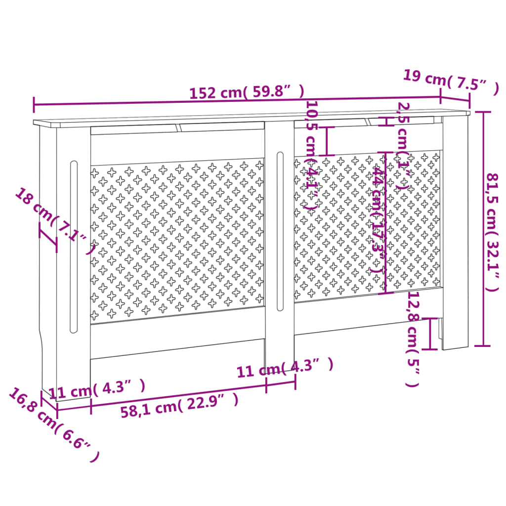 Copertura per Radiatore 152x19x81-5 cm in MDF