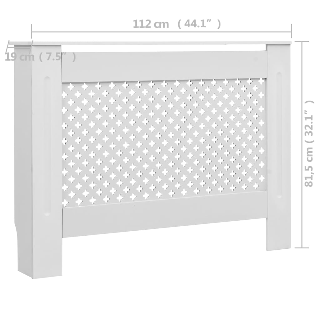 Coperture per Radiatori 2 pz Bianche 112x19x81-5 cm in MDF