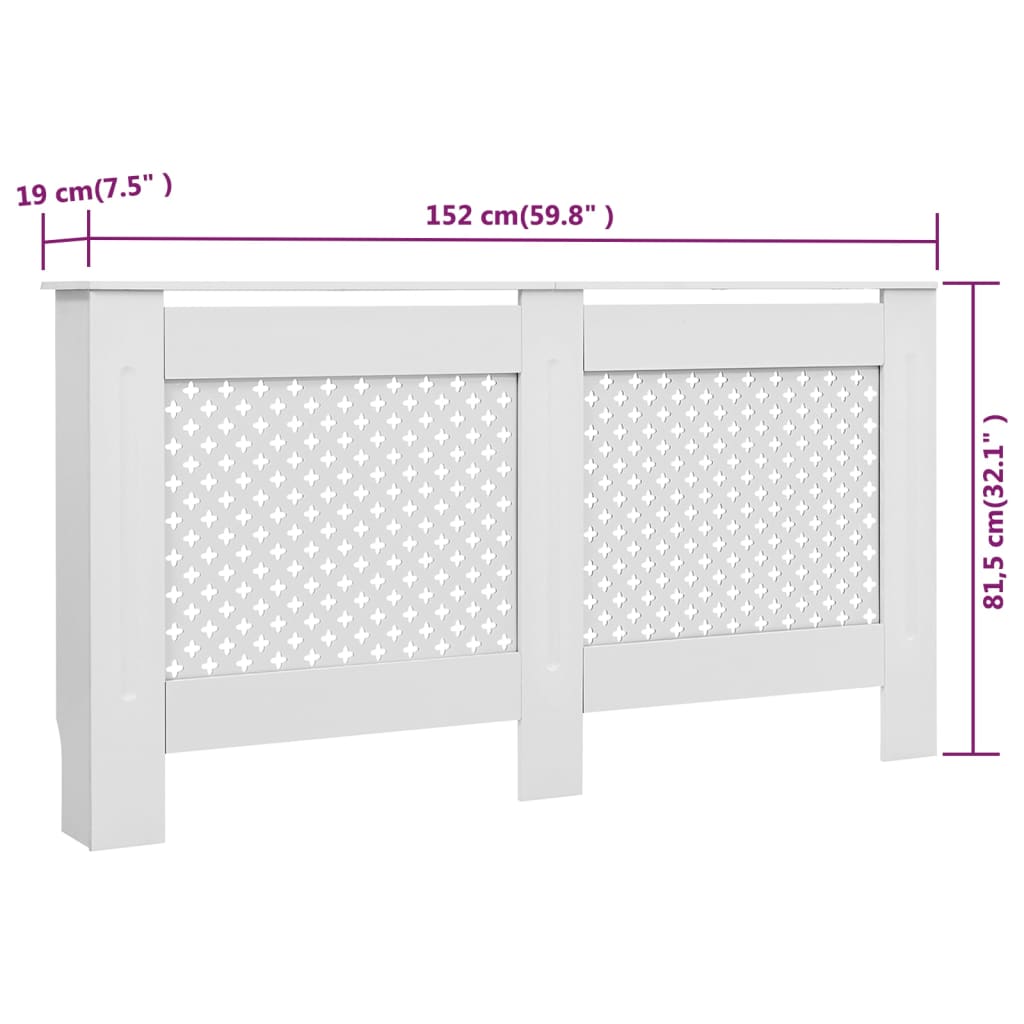 Coperture per Radiatori 2pz Bianche 152x19x81-5 cm in MDF