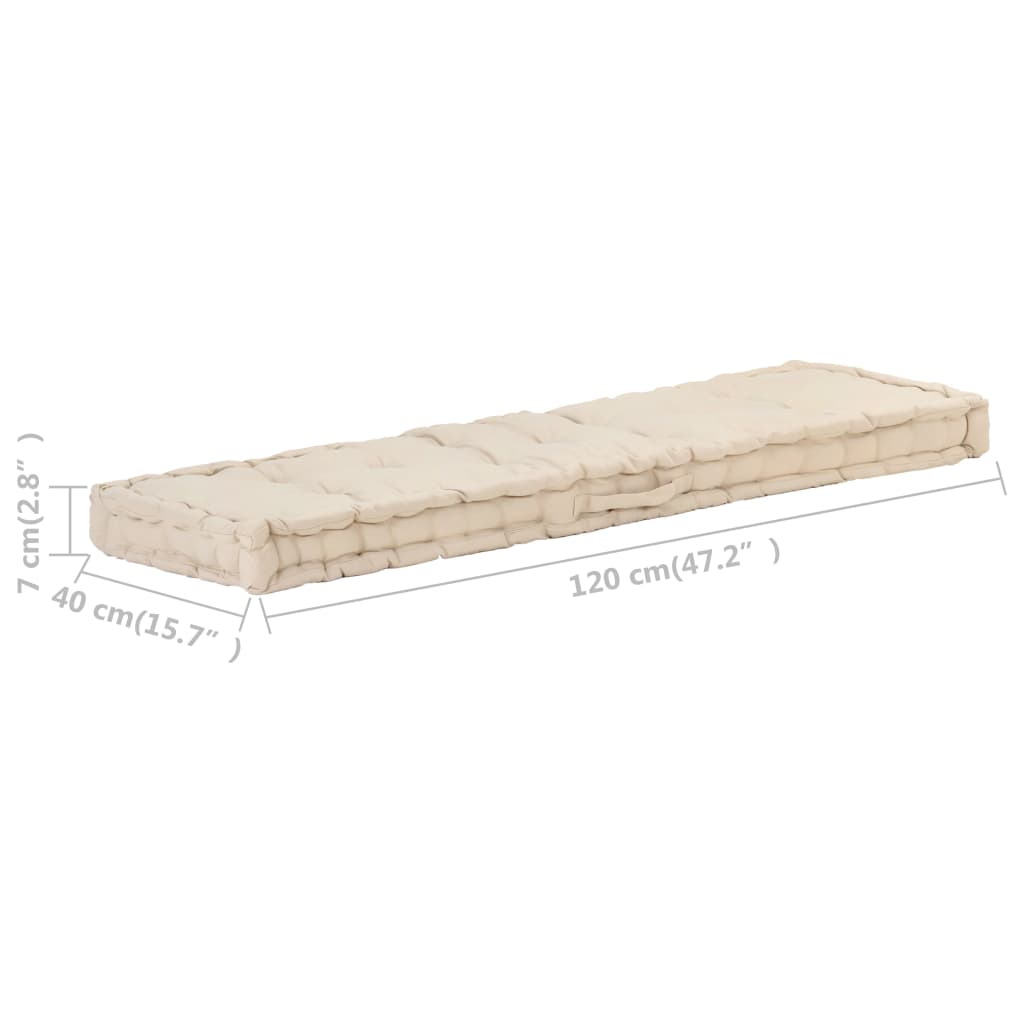 vidaXL Cuscini per Pallet e Pavimento 2 pz in Cotone Beige