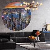 WallArt Cerchio Carta da Parati Skyline by Night 190 cm