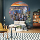 WallArt Cerchio Carta da Parati Skyline by Night 190 cm