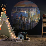 WallArt Cerchio Carta da Parati Skyline by Night 142,5 cm