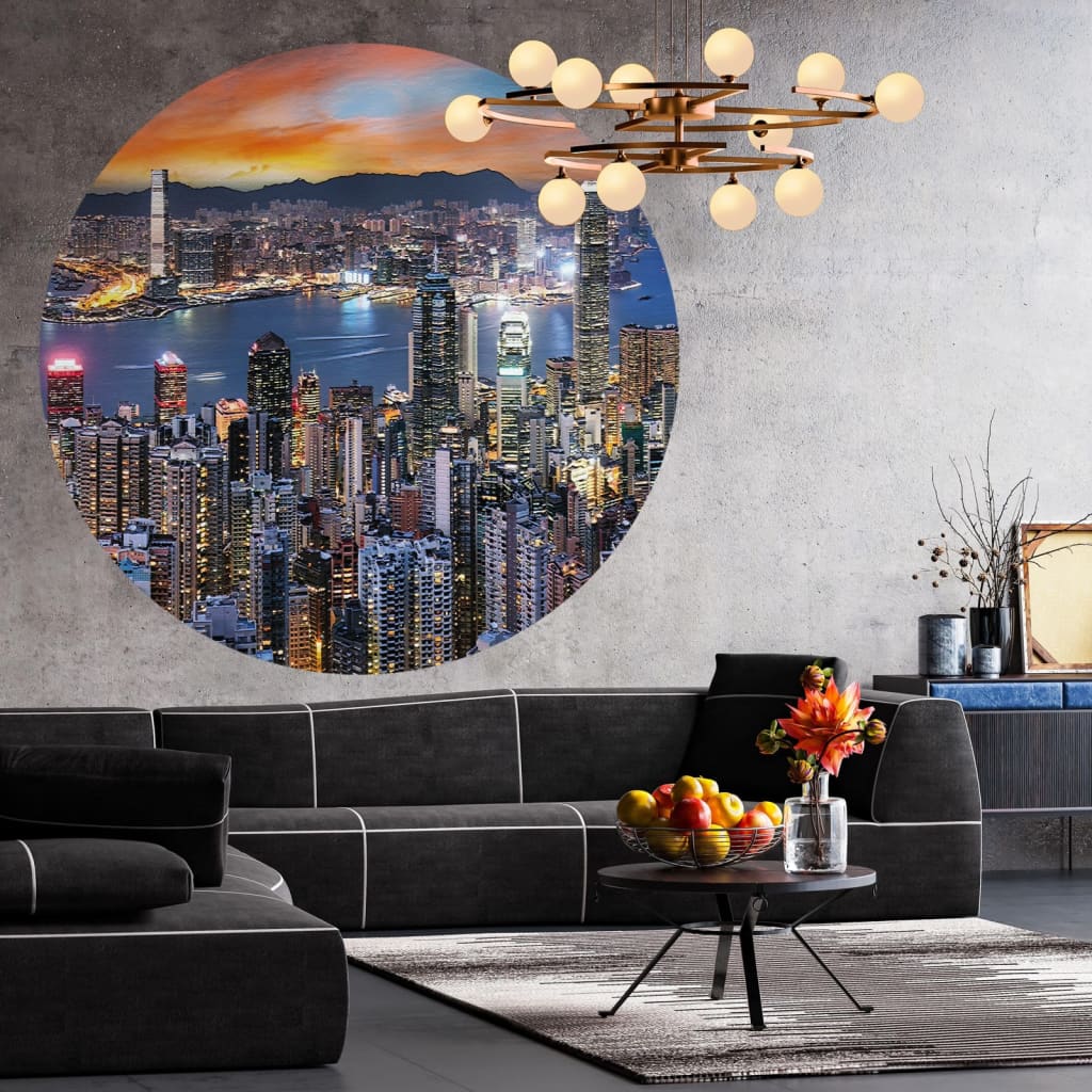 WallArt Cerchio Carta da Parati Skyline by Night 142,5 cm