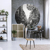 WallArt Carta da Parati Circolare Hong Kong the Old Days 142,5 cm