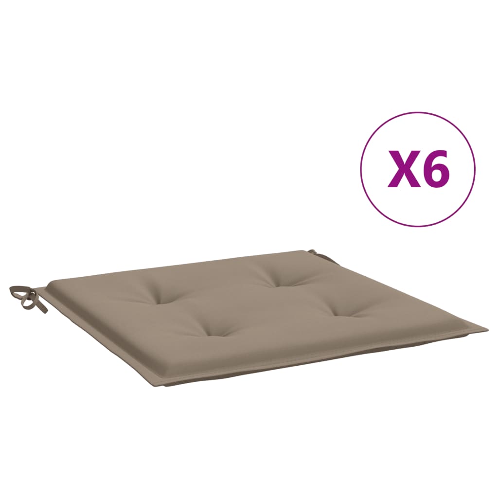 vidaXL Cuscini per Sedia 6 pz Tortora 50x50x3 cm in Tessuto Oxford