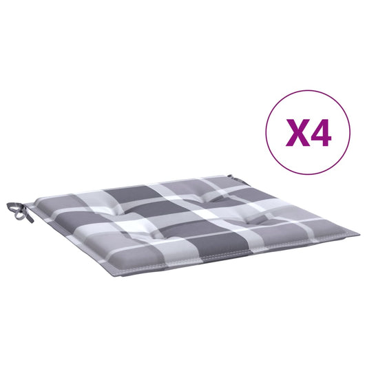 vidaXL Cuscini per Sedia 4 pz a Quadri Grigi 50x50x3 cm Tessuto Oxford