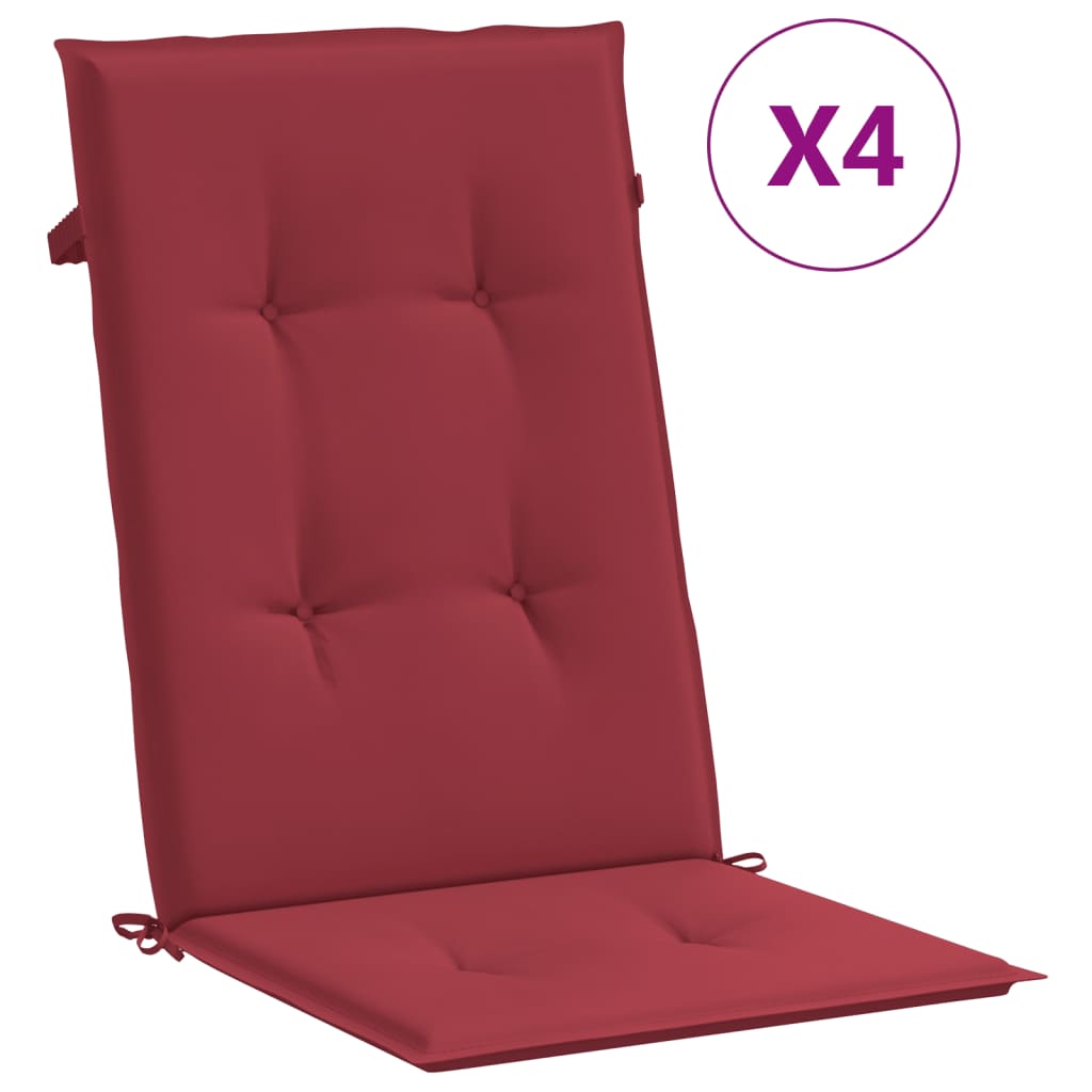 vidaXL Cuscini per Sedie 4 pz Rosso Vino 120x50x3 cm in Tessuto