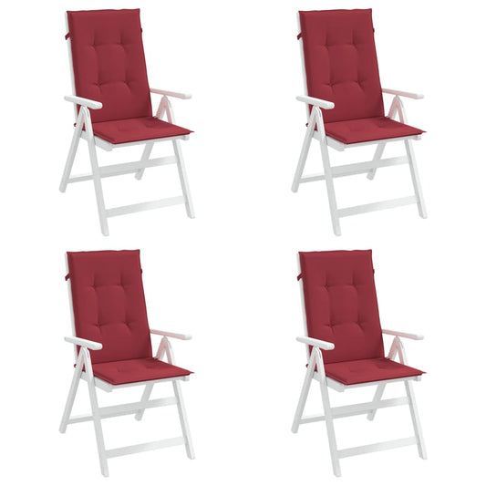 vidaXL Cuscini per Sedie 4 pz Rosso Vino 120x50x3 cm in Tessuto