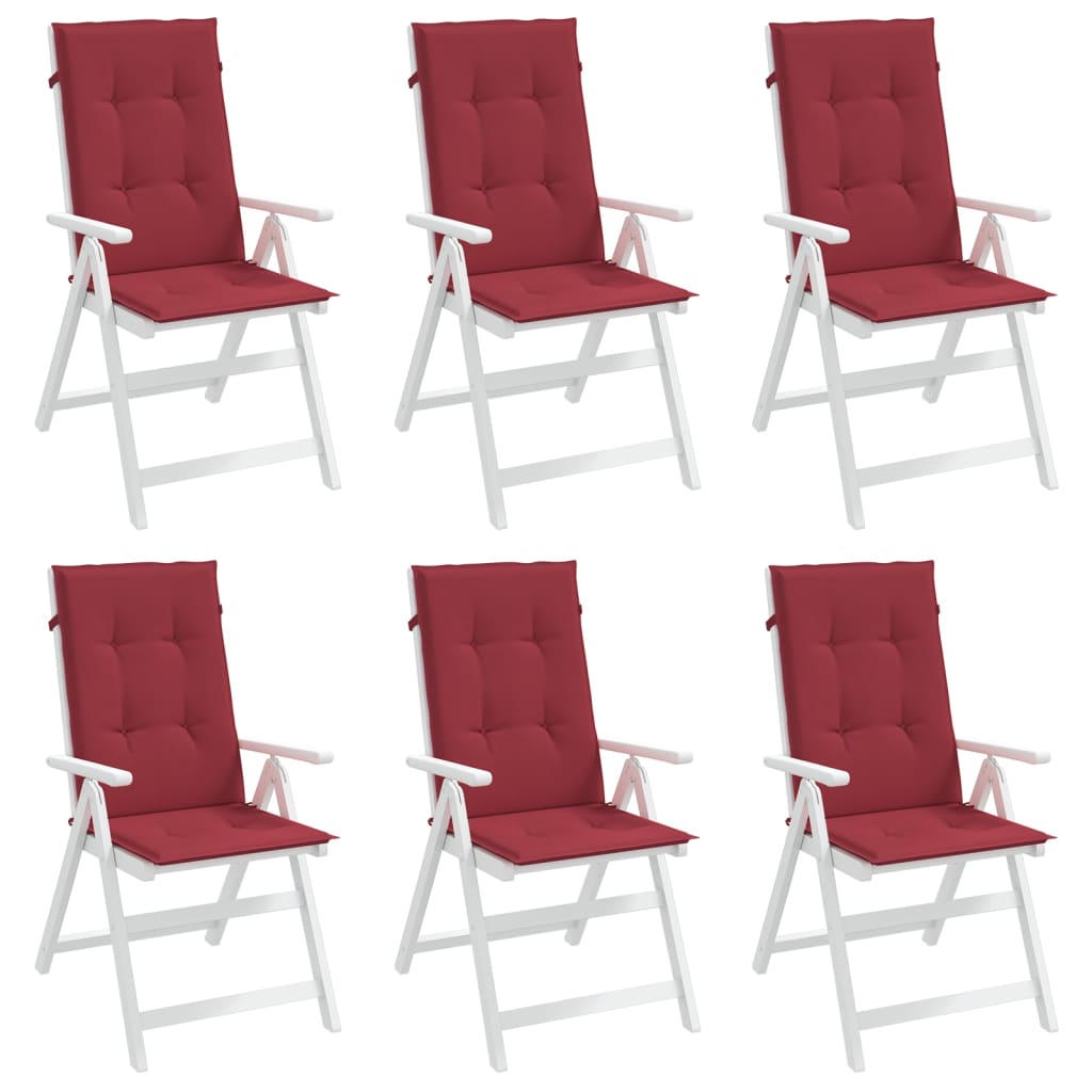 vidaXL Cuscini per Sedie 6 pz Rosso Vino 120x50x3 cm in Tessuto