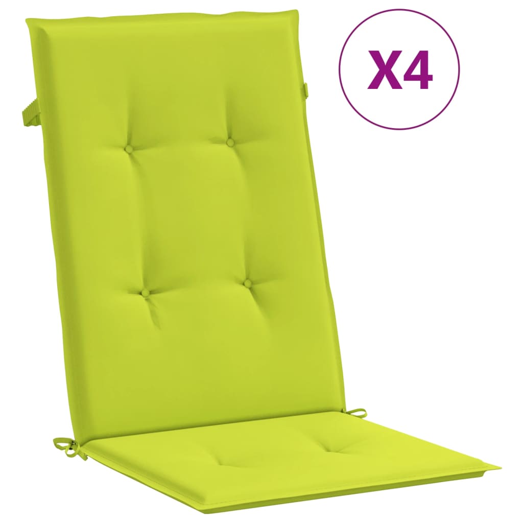 vidaXL Cuscini per Sedie 4 pz Verde Brillante 120x50x3 cm in Tessuto