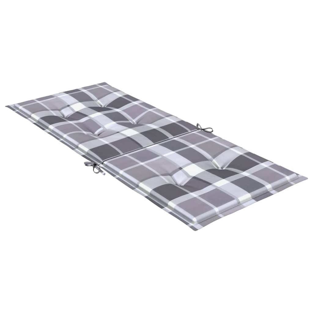 vidaXL Cuscini per Sedie 4 pz Grigi a Quadri 120x50x3 cm in Tessuto