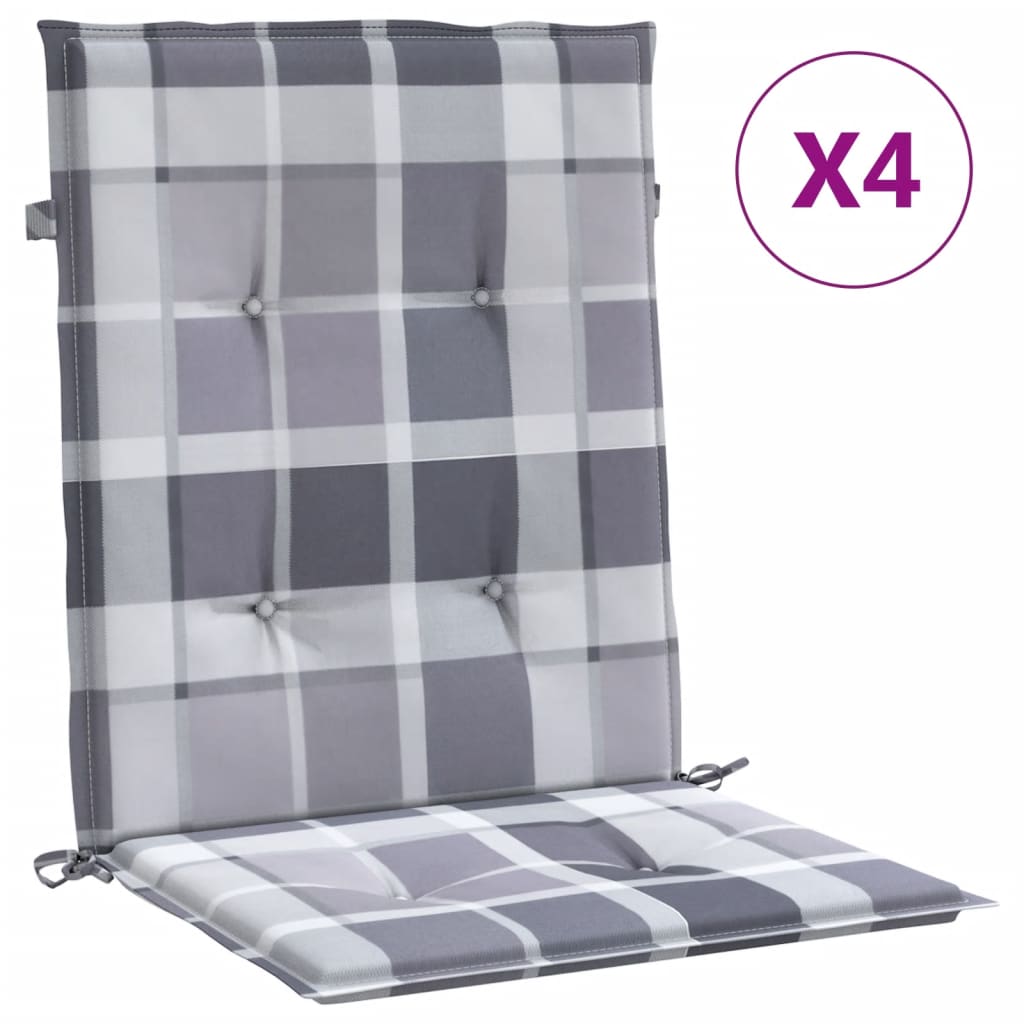 vidaXL Cuscini per Sedia 4 pz a Quadri Grigi 100x50x3cm Tessuto Oxford