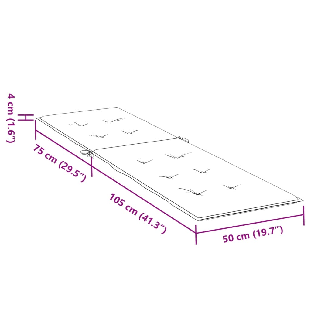 vidaXL Cuscino per Sdraio Blu (75+105)x50x3 cm