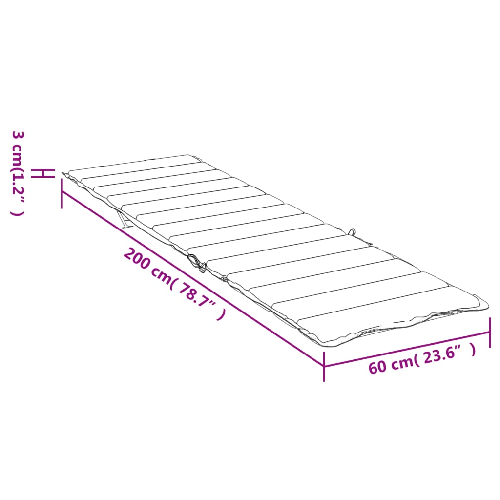 vidaXL Cuscino per Lettino Blu 200x60x3 cm in Tessuto Oxford