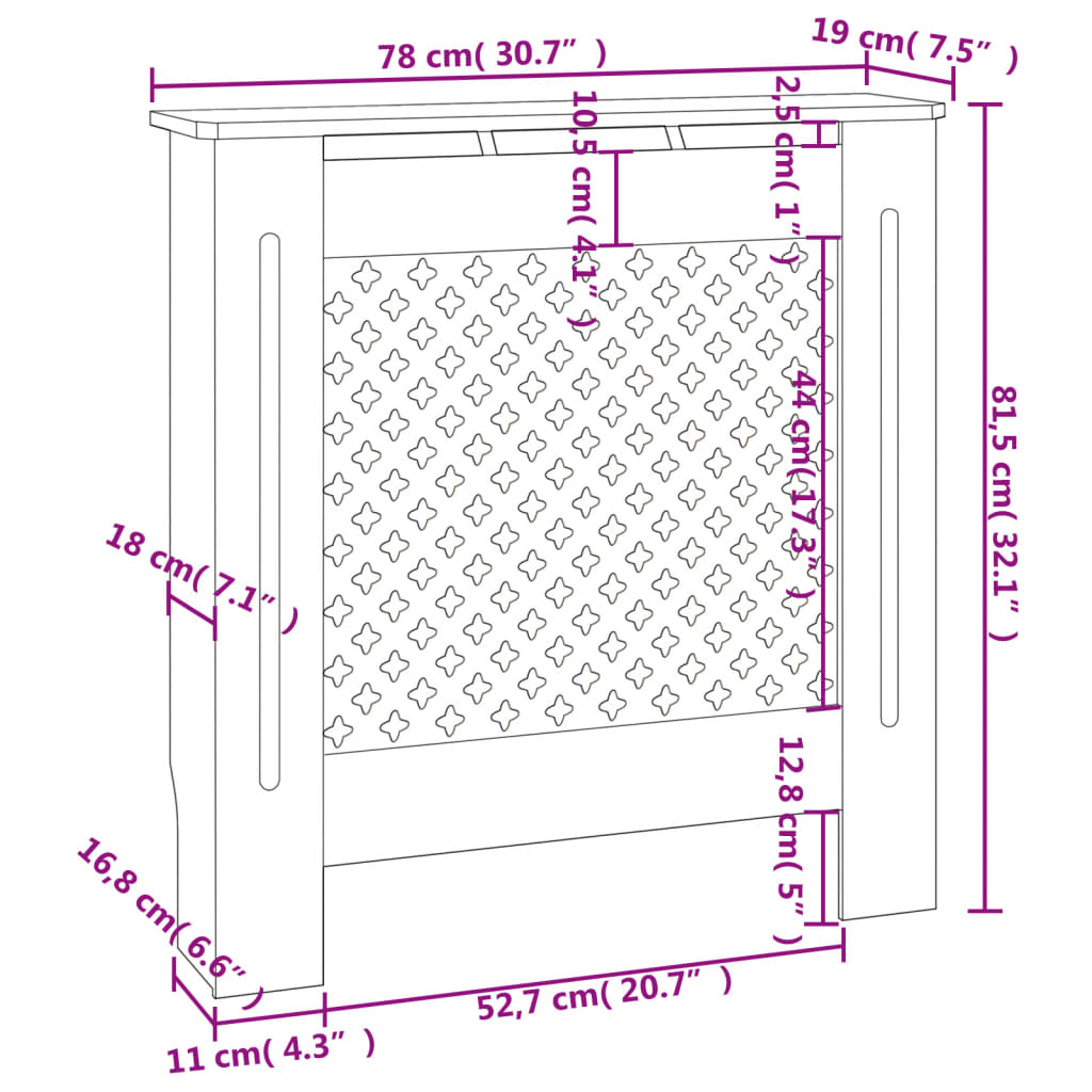 Copertura per Radiatore Bianca in MDF 78 cm