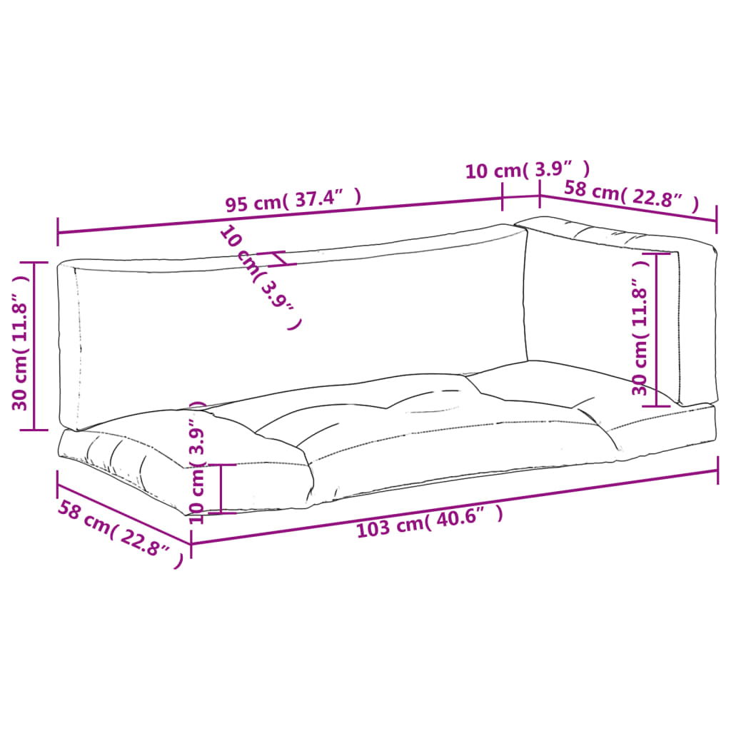 vidaXL Cuscini per Pallet 3 pz Beige in Tessuto