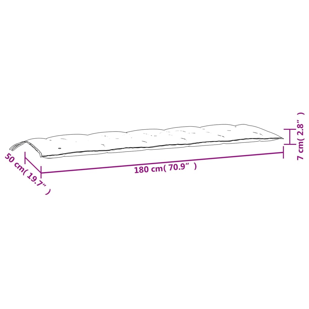 vidaXL Cuscini Panca da Giardino 2pz Verdi 180x50x7cm Tessuto Oxford