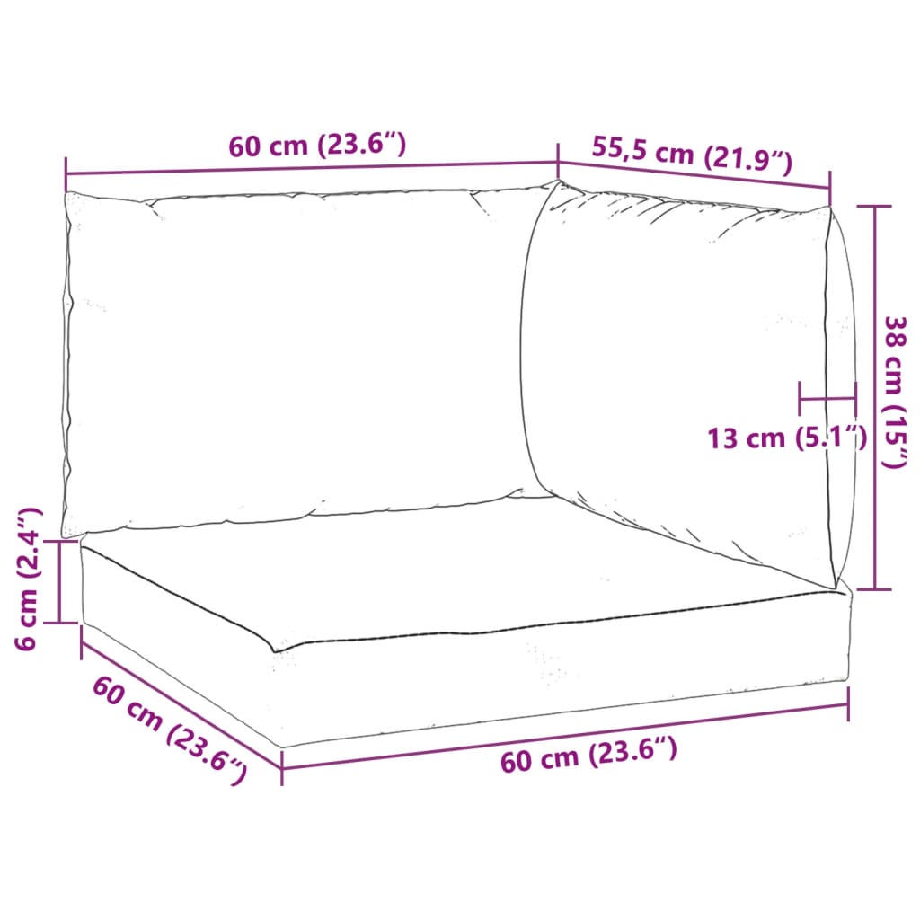 vidaXL Cuscini per Pallet 3 pz Bianco Crema in Tessuto Oxford