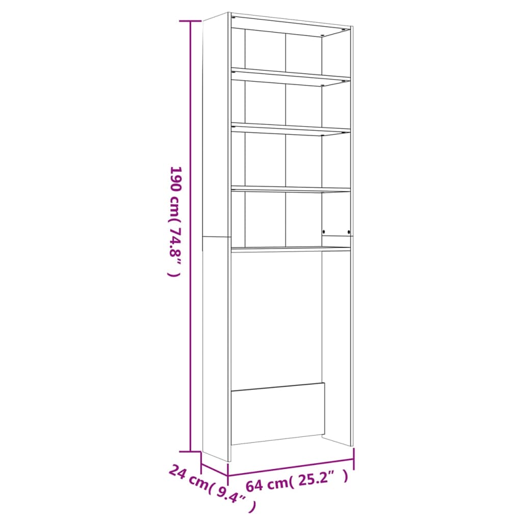 Mobile per Lavatrice Rovere Sonoma 64x24x190 cm