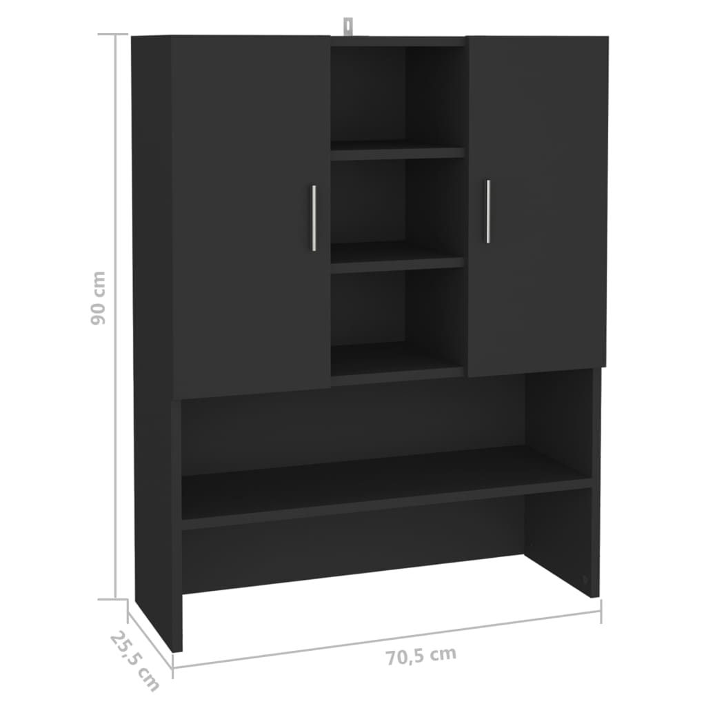 Mobile per Lavatrice Nero 70-5x25-5x90 cm