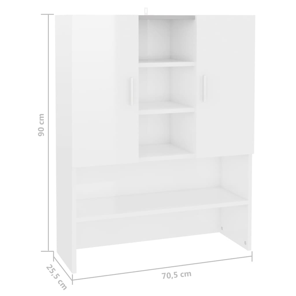 Mobile per Lavatrice Bianco Lucido 70-5x25-5x90 cm