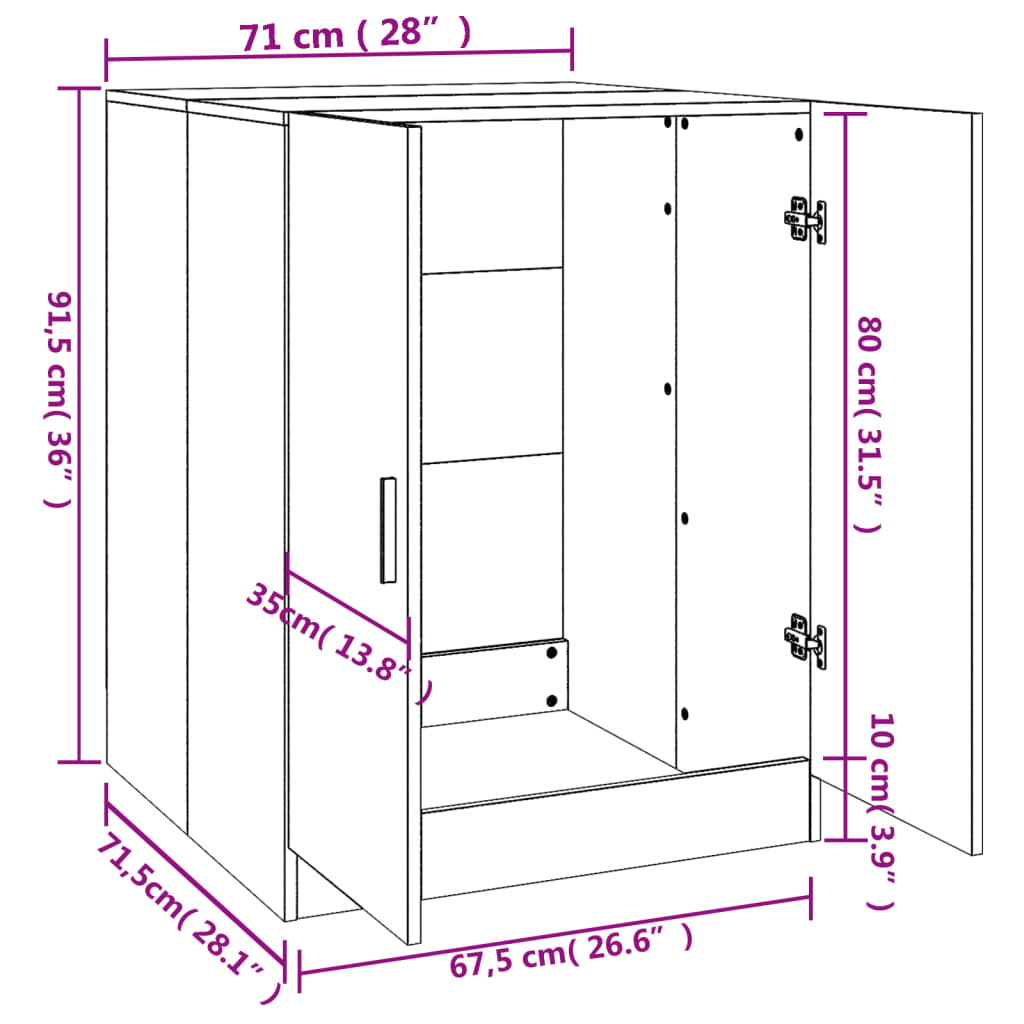 Mobile per Lavatrice Bianco 71x71-5x91-5 cm