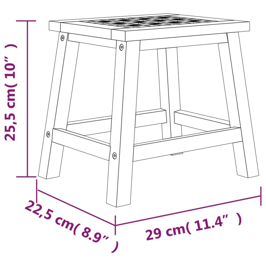 vidaXL Sgabello 29x22,5x22,5 cm in Legno Massello di Noce