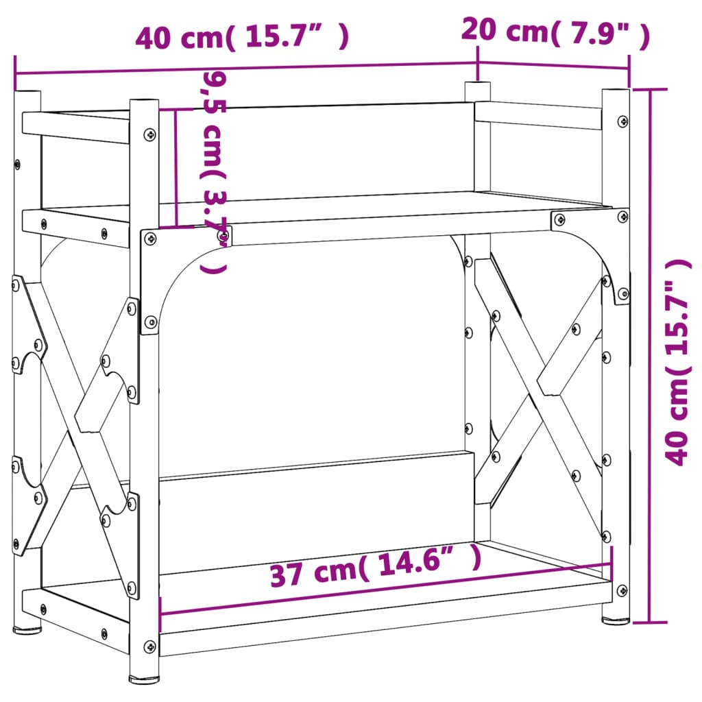 Supporto per Stampante 2 Livelli Nero 40x20x40 cm Multistrato