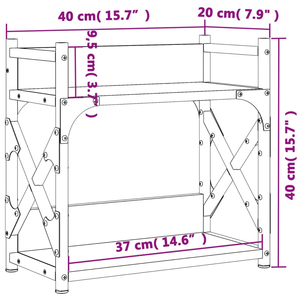 Supporto Stampante 2 Piani Grigio Sonoma 40x20x40cm Multistrato