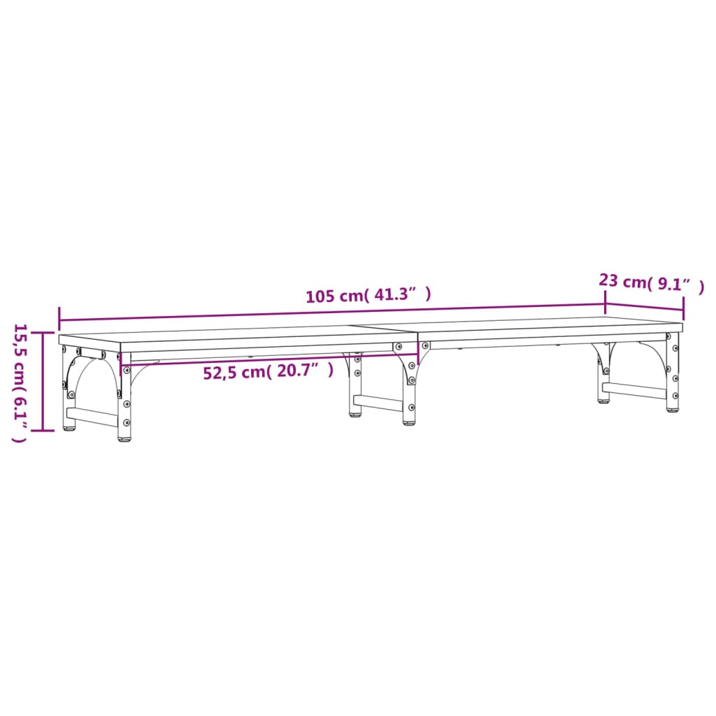 Supporto Monitor Rovere Sonoma 105x23x15,5 cm Legno Multistrato