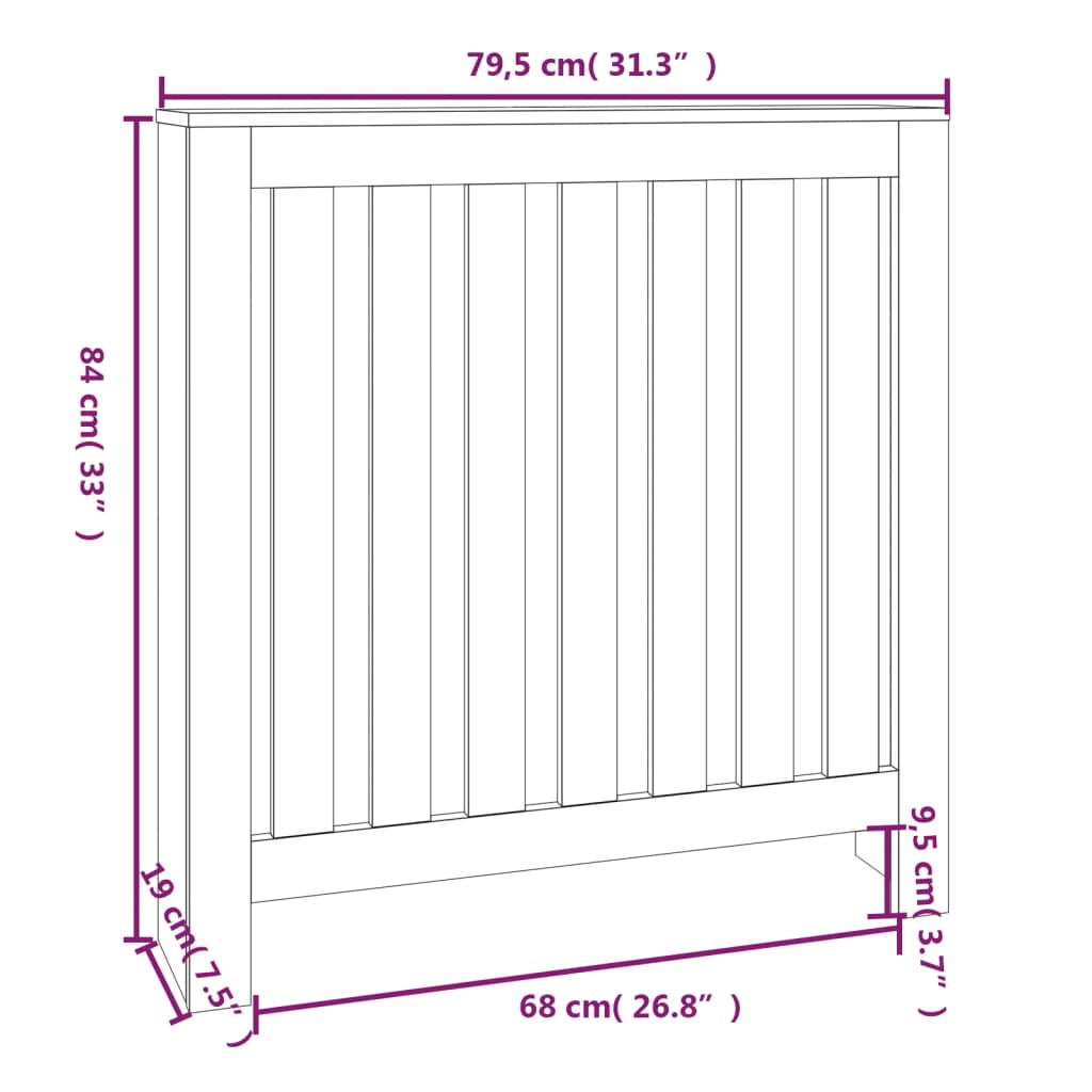 Copertura Termosifone 79-5x19x84 cm Legno Massello Pino