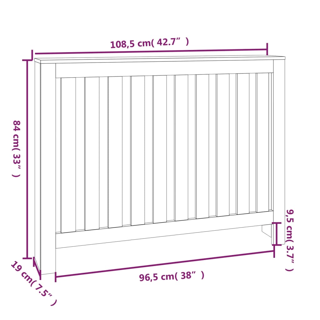 Copertura Termosifone 108-5x19x84 cm in Legno Massello di Pino