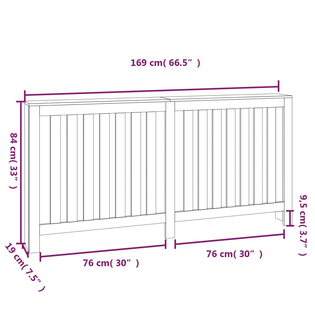 Copertura Termosifone Miele 169x19x84 cm Legno Massello Pino