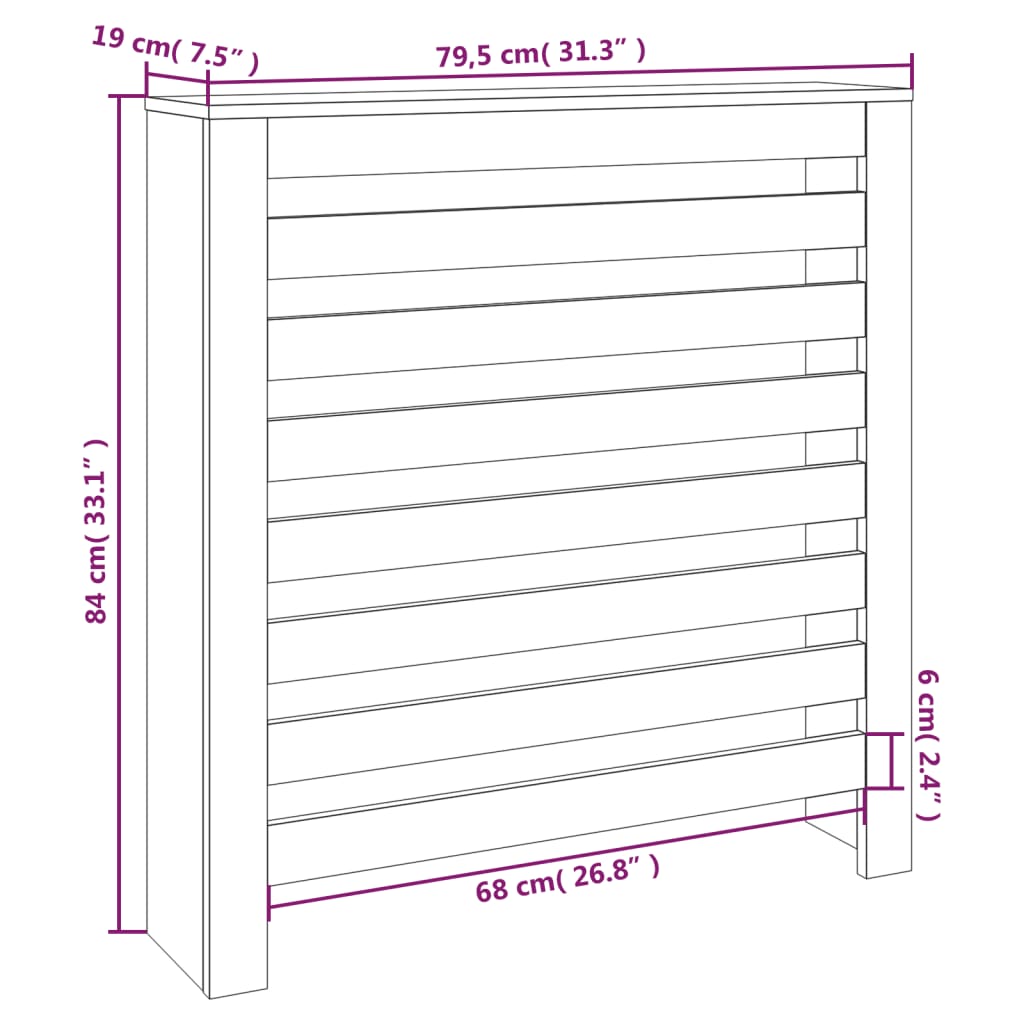 Copertura Termosifone Bianca 79-5x19x84 cm Legno Massello Pino