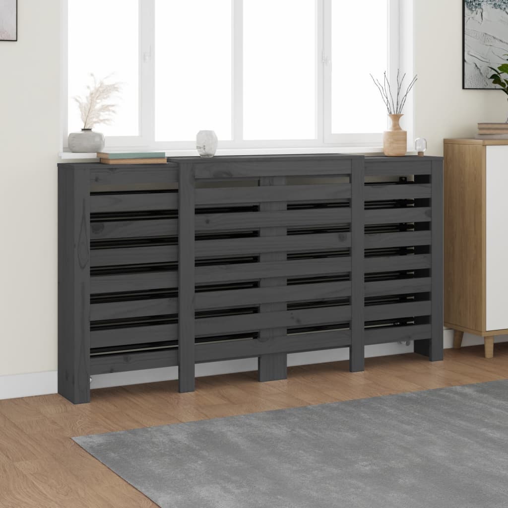 Copertura Termosifone Grigia 210x21x85 cm Legno Massello Pino