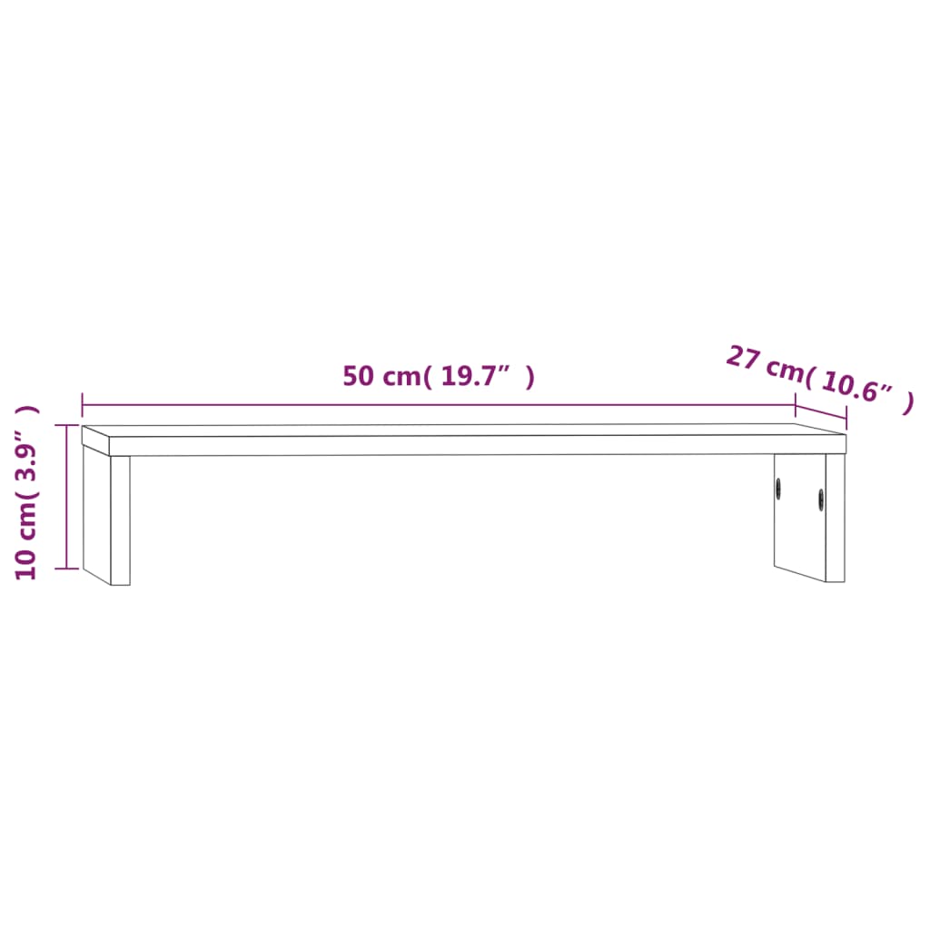 Supporto per Monitor 50x27x10 cm in Legno Massello di Pino