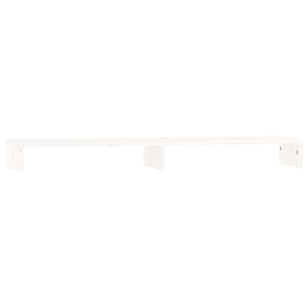 Supporto per Monitor Bianco 100x27x10 cm Legno Massello di Pino