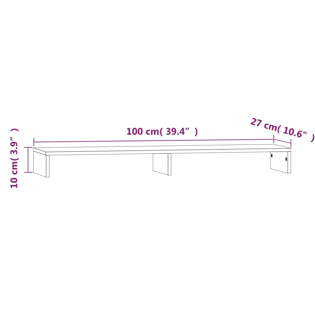 Supporto per Monitor Bianco 100x27x10 cm Legno Massello di Pino