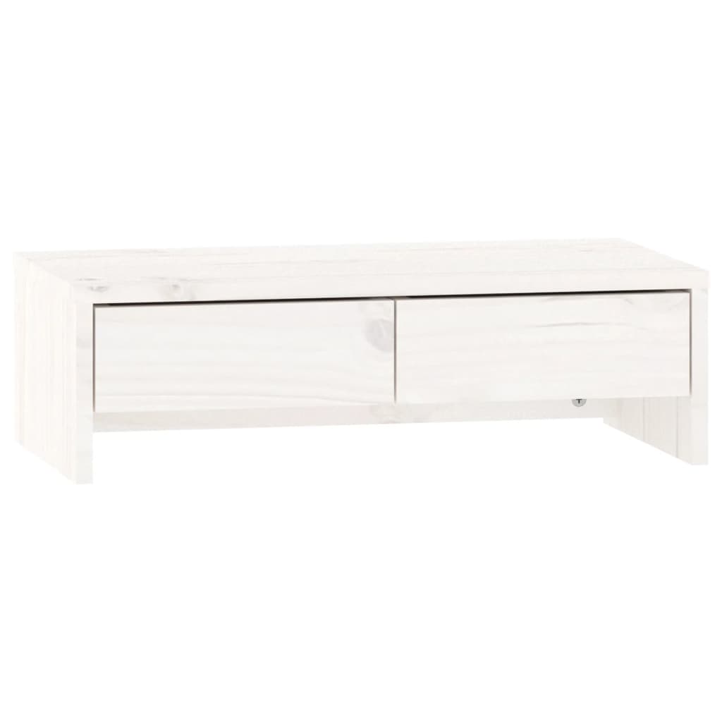 Supporto per Monitor Bianco 50x27x15 cm Legno Massello di Pino