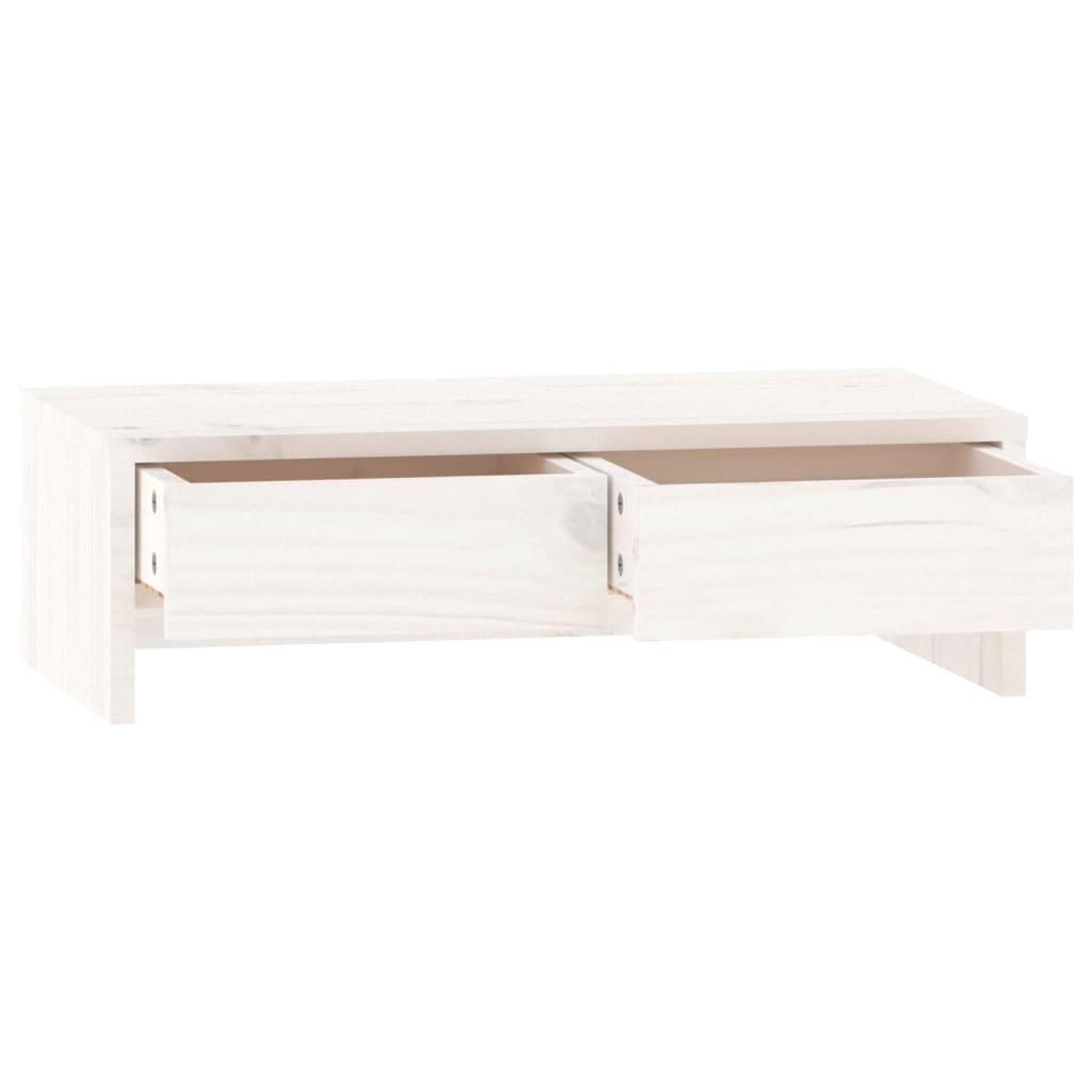 Supporto per Monitor Bianco 50x27x15 cm Legno Massello di Pino