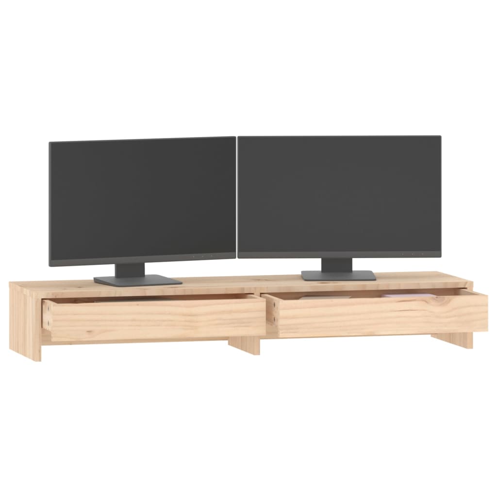 Supporto per Monitor 100x27x15cm in Legno Massello di Pino